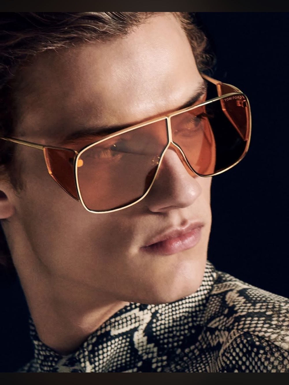 Tom Ford Gold Frame Yellow Shield Sunglasses-Spector